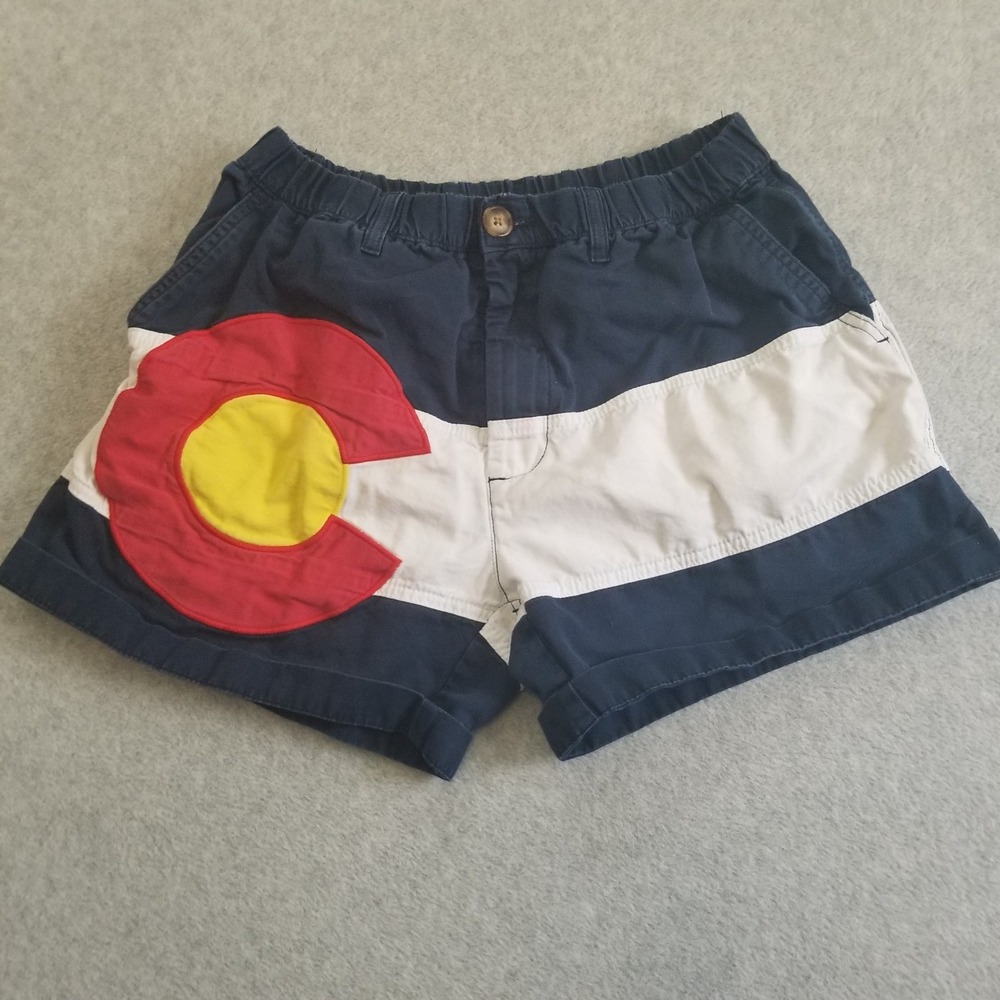 Chubbies Shorts Mens Medium Blue Colorado State Flag Elastic Waist‎ Made in USA